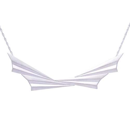 Pleated Silver Collar Necklace by Alice Barnes