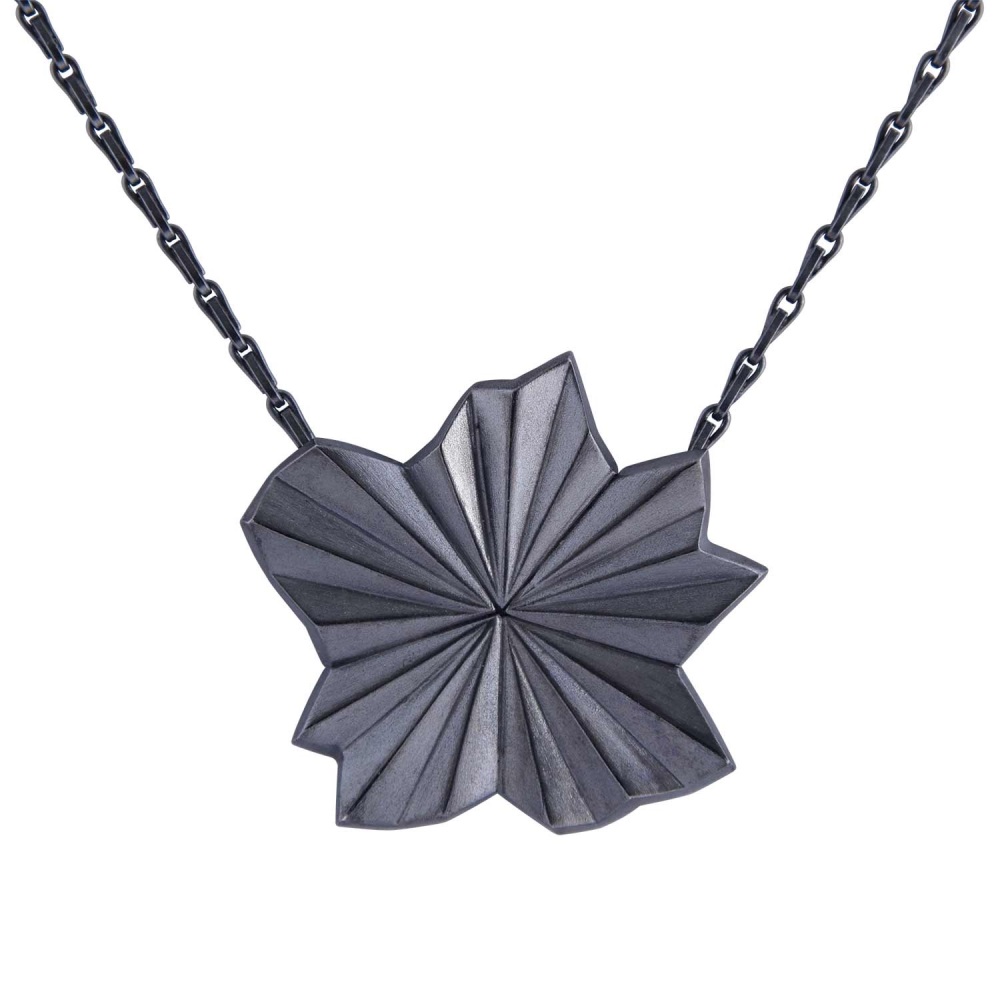 Pleated Black Star Necklace by Alice Barnes