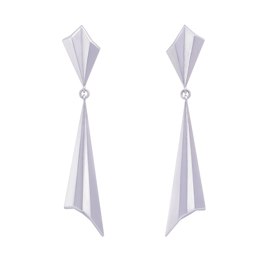 Silver Pleated Drop Earrings by Alice Barnes