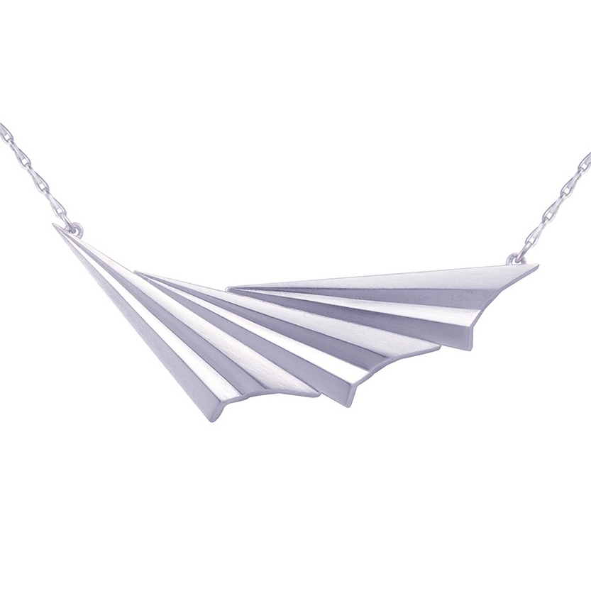 Pleated Silver Wave Necklace 