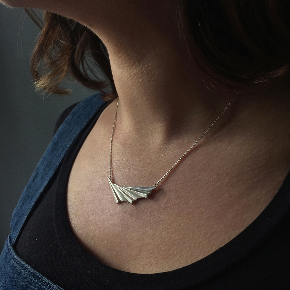 Pleated Silver Wave Necklace