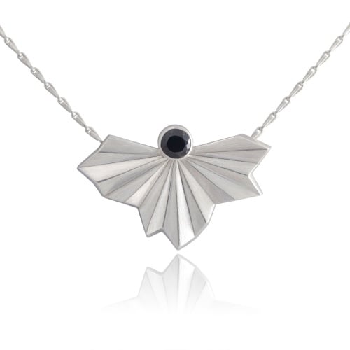 Stone Set Pleated Fan Necklace by Alice Barnes