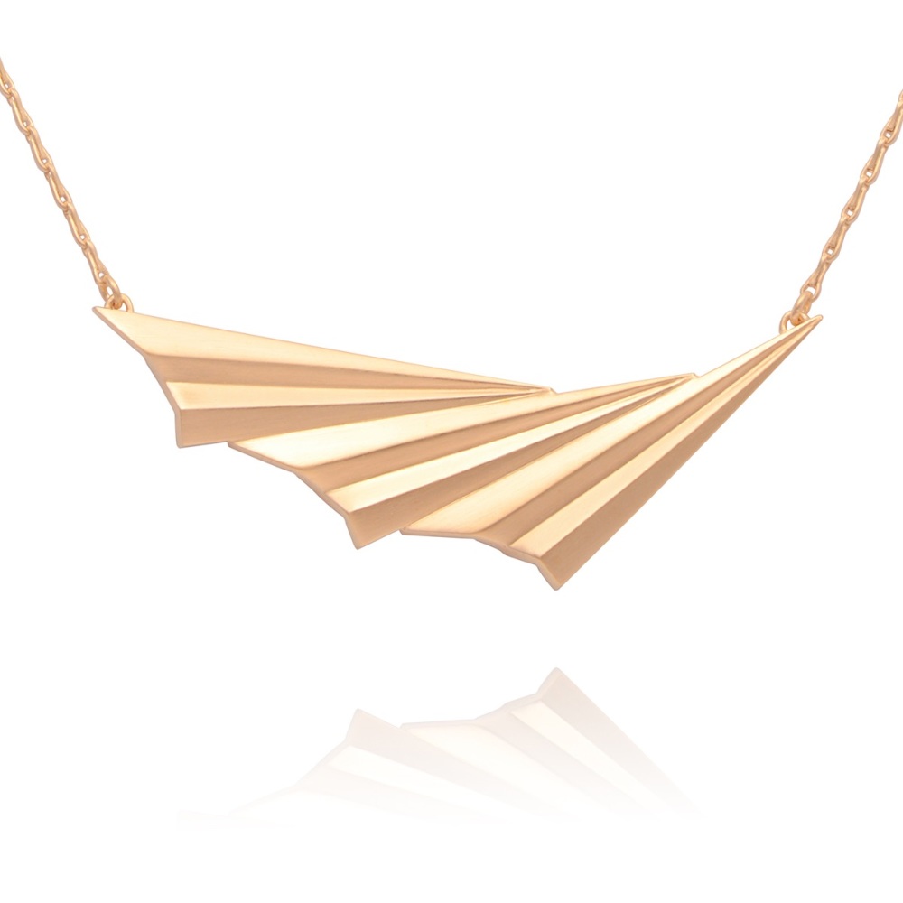 Pleated Gold Vermeil Wave Necklace