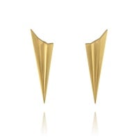 Pleated Gold Vermeil Long Studs