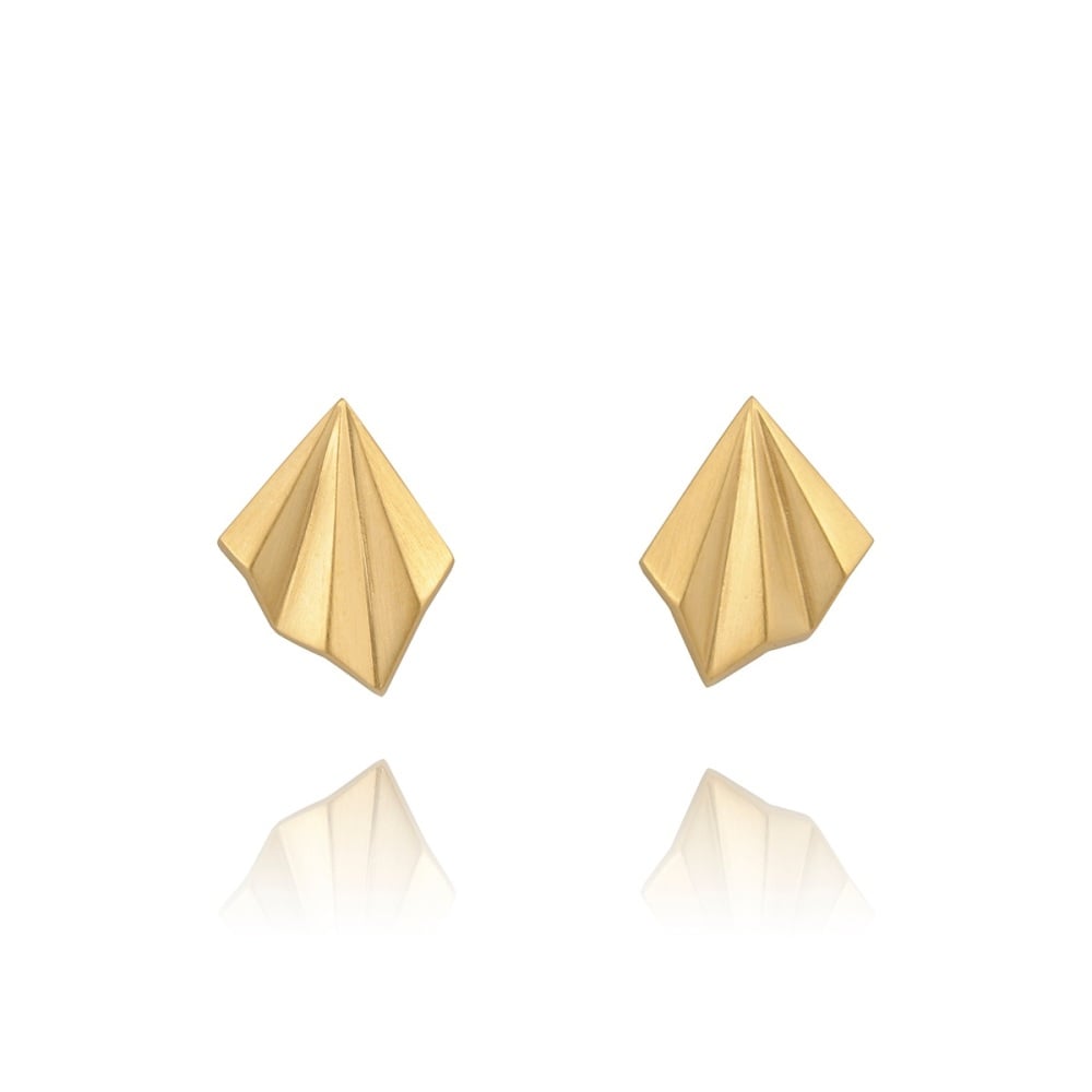Pleated Gold Vermeil Studs by Alice Barnes