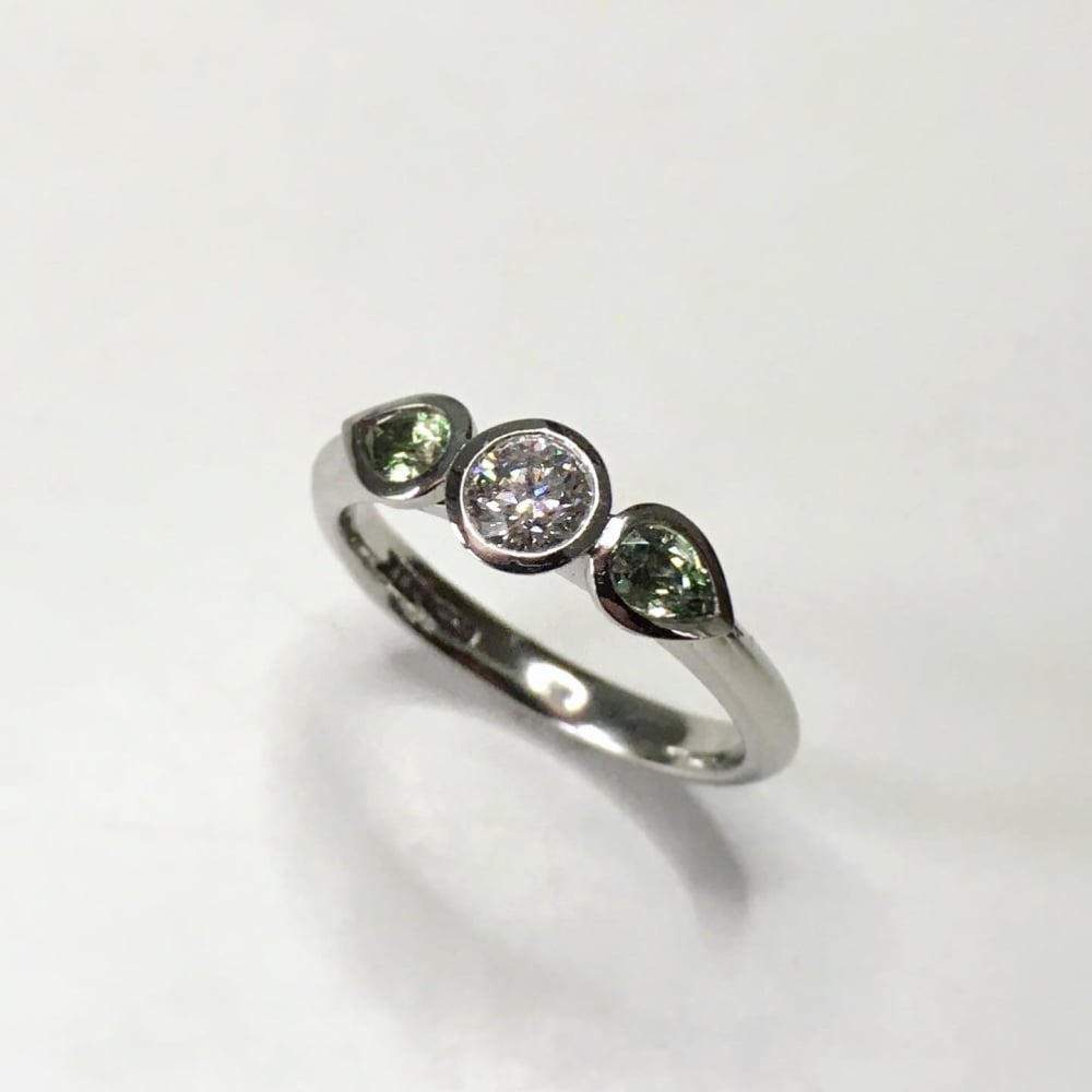 Diamond &amp; sapphire engagement ring
