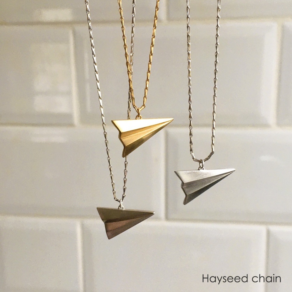 Pleated Paper Plane Necklace
