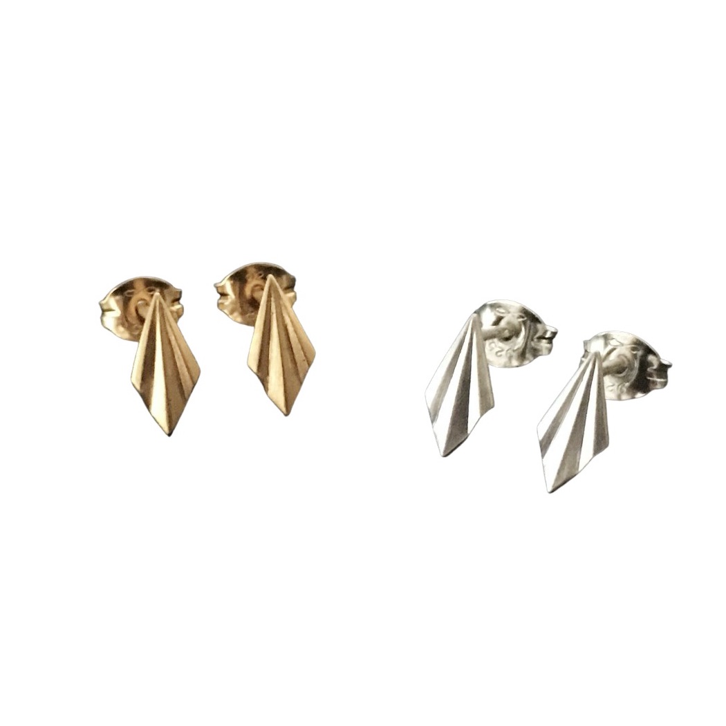 Tiny Silver/Gold Vermeil Pleated Studs