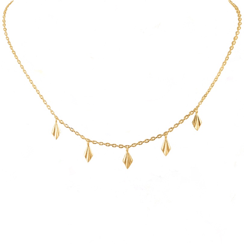 Pleated Gold Vermeil Multi Fan Necklace