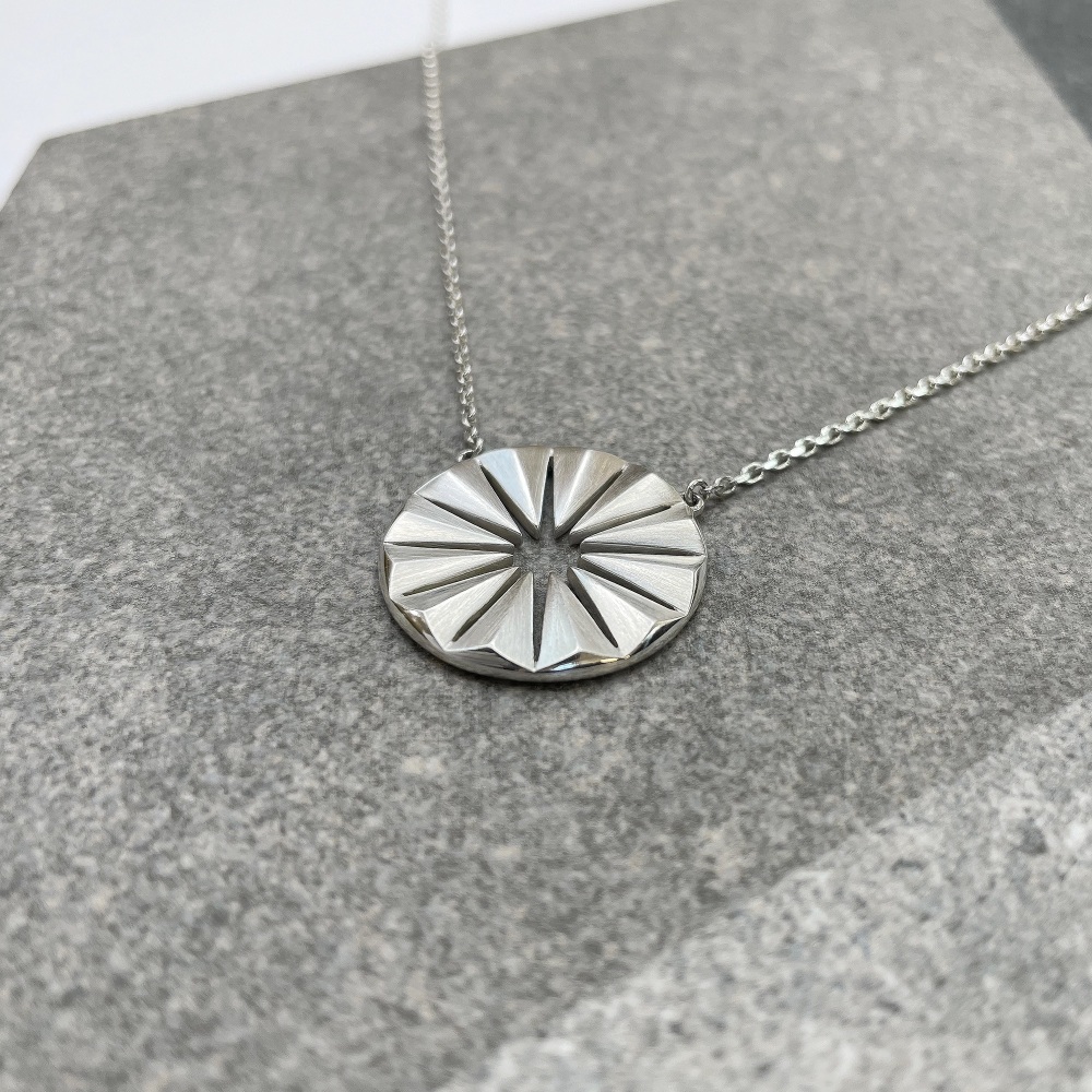 Polaris Radial Necklace, silver