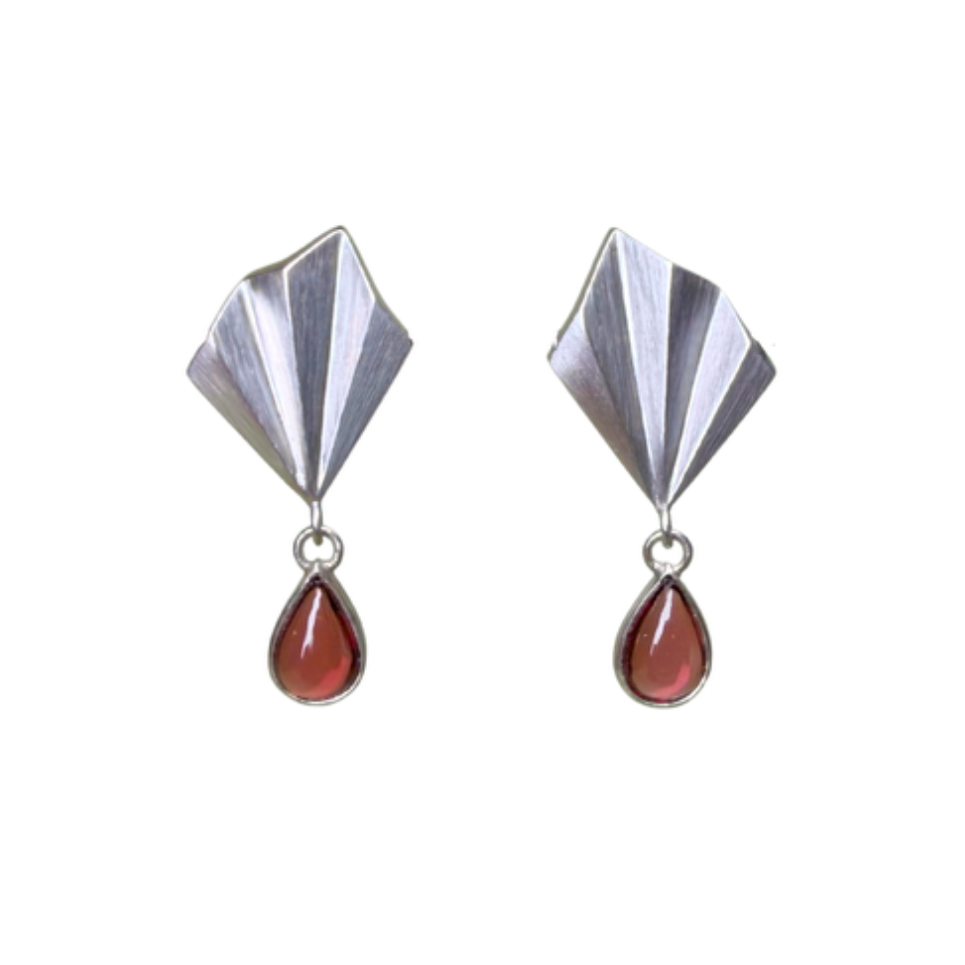 One of a kind Garnet Glimmer Studs