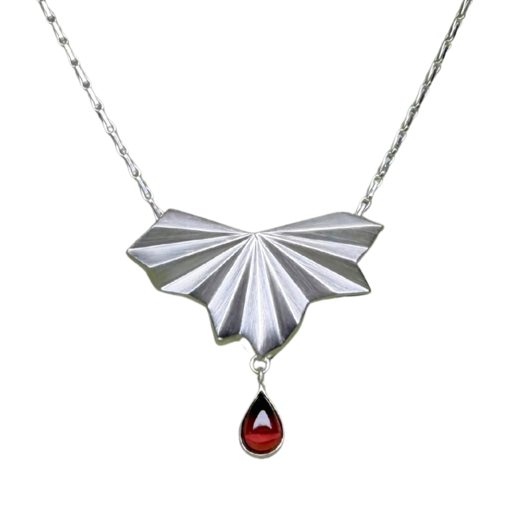 One of a kind Garnet Fan Necklace