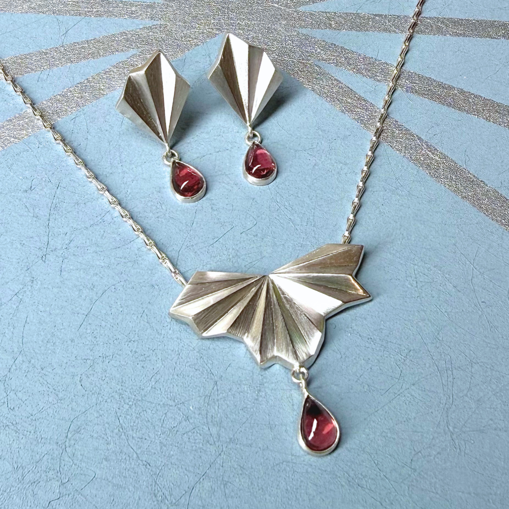 One of a kind Garnet Fan Necklace