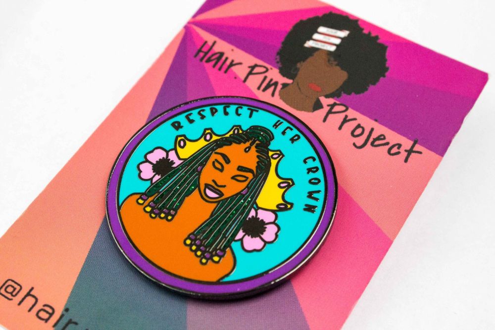PRE- ORDER - Respect Her Crown enamel pin - Hair.Pin Project