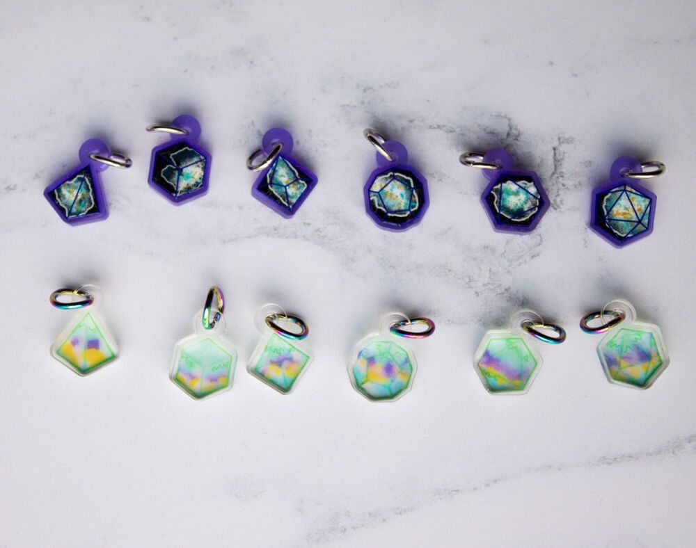 Polyhedral dice style Stitchmarkers