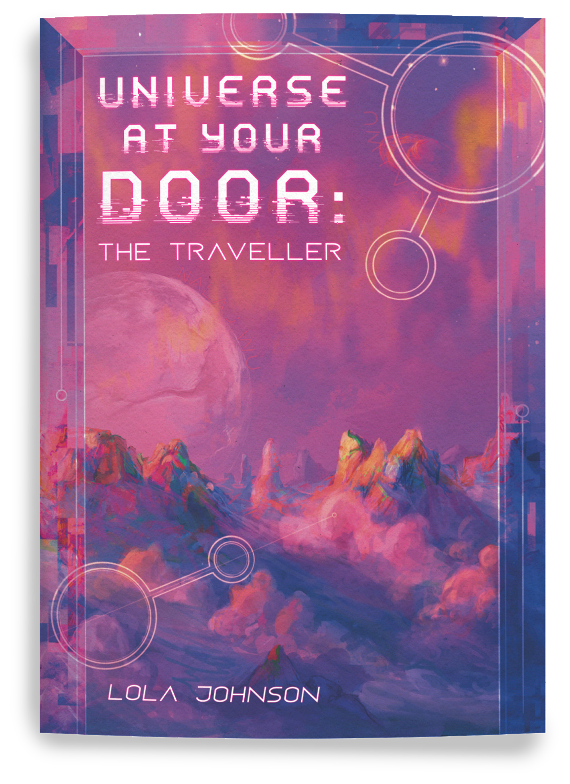 The Pink cover of Universe at your Door: The Traveller