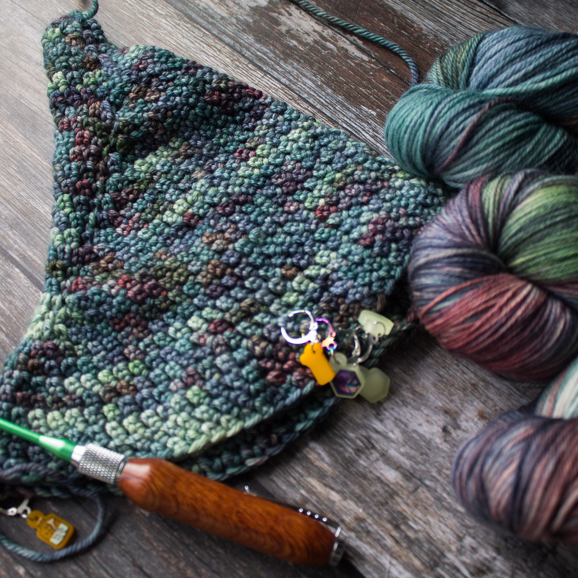 a close up picture of the beginings of a crocheted witches hat.