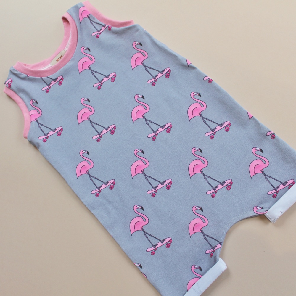 Roll with it Flamingo Shortie rolled leg Tankie (Ready Made)
