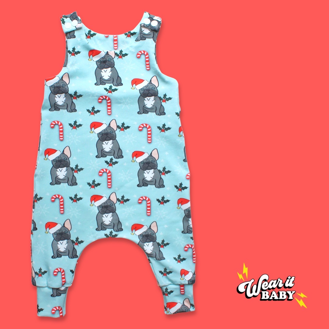 6-9M Frenchie Christmas Romper (Ready made)