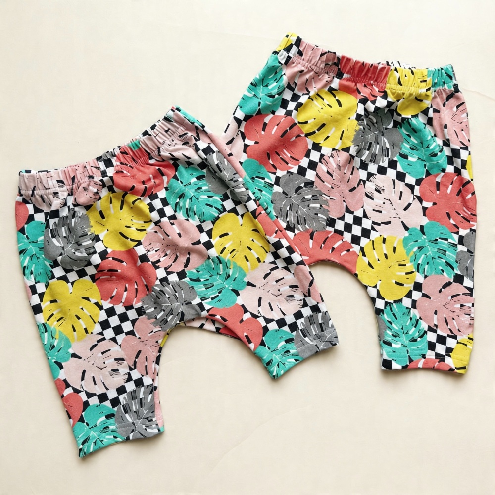 Monstera Check Harem Shorts