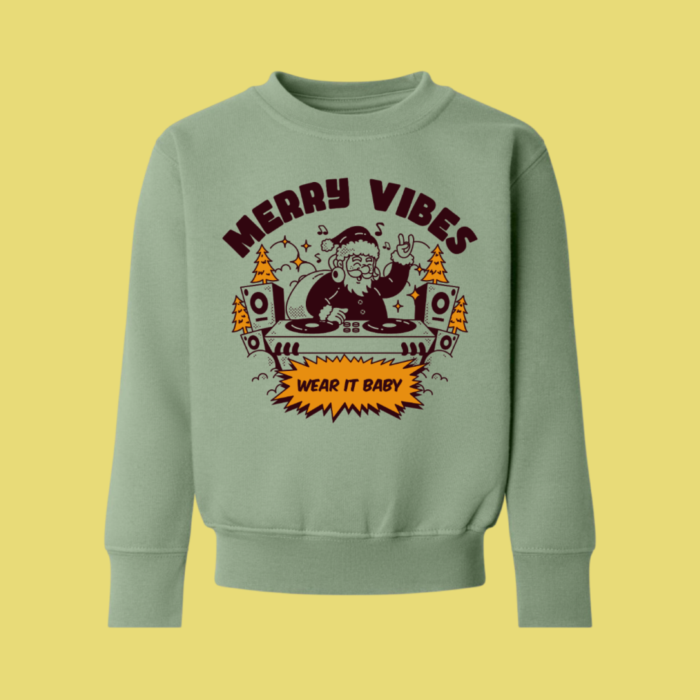 5-6 YR Merry Vibes Sweatshirt Sage green