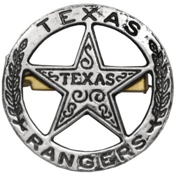 DENIX TEXAS RANGERS CIRCLE STAR CUT OUT BADGE NICKEL COLOURED (102)