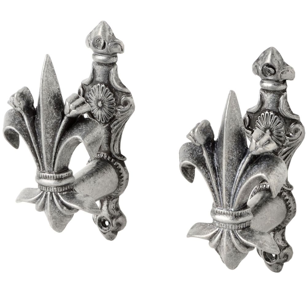 DENIX PAIR FLEUR DE LYS GUN MOUNTS GUN METAL