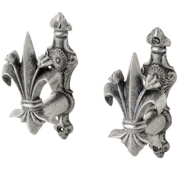 DENIX PAIR FLEUR DE LYS GUN MOUNTS GUN METAL (11/G)