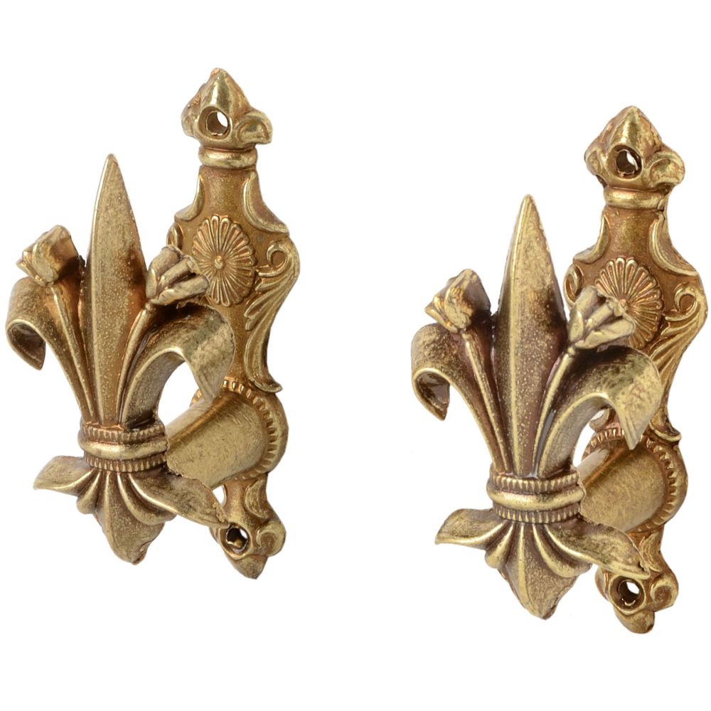 DENIX PAIR FLEUR DE LYS GUN MOUNTS GOLD