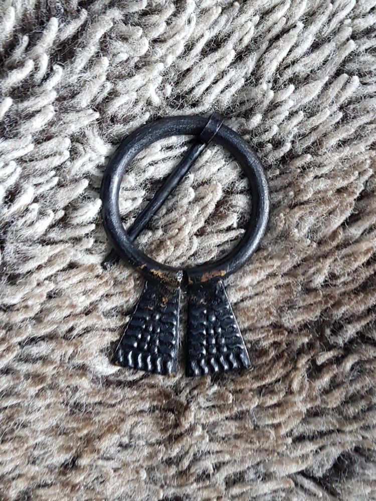VIKING PENNANULAR BROOCH WITH PIN & METAL STRIPS