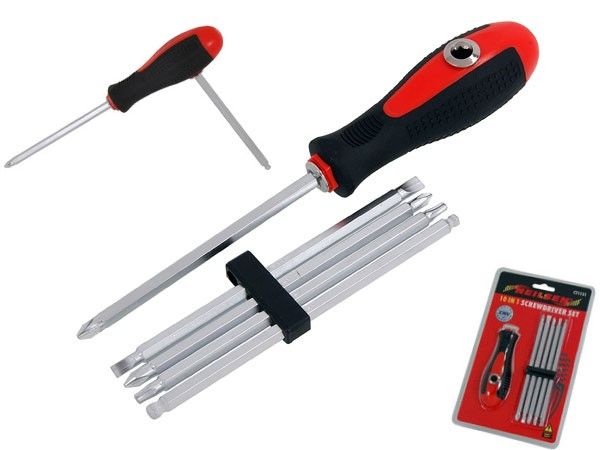 10in1 SCREWDRIVER SET TWO WAY HANDLE T-BAR SCREW 