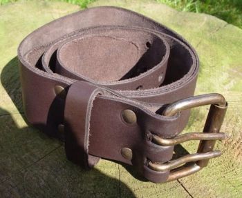 2" WIDE LEATHER DOUBLE ROLLER BUCKLE BELT (N1100)