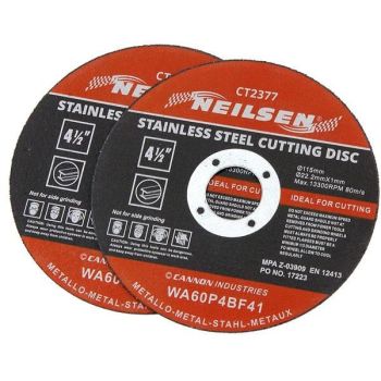2pc CUTTING DISC STAINLESS STEEL THIN METAL 115mm x 1mm x 22.2mm 13300 R.P.M. (2377)