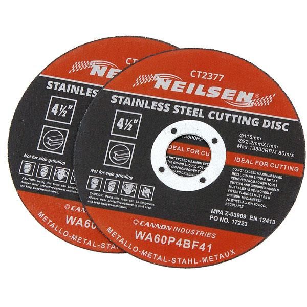 2pc CUTTING DISC STAINLESS STEEL THIN METAL 115mm x 1mm x 22.2mm 13300 R.P.