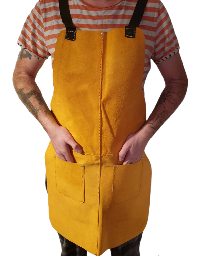 HEAVY DUTY LEATHER APRON BIB & POCKETS