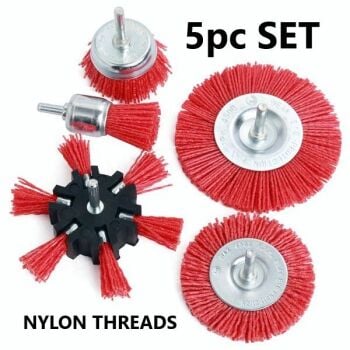 5pc 6mm SHANK NYLON ABRASIVE FILAMENT WHEEL BRUSH SET