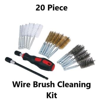 20pc WIRE BRUSH CLEANING KIT SPIRAL BRASS HEX HEAD PIPE CLEANING CARBON DRILL