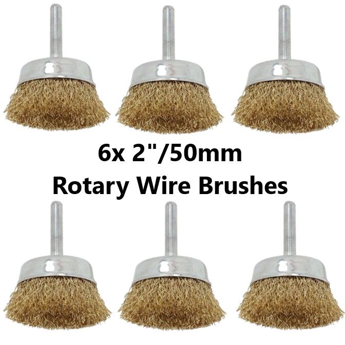 6 x ROTARY WIRE BRUSH DRILL BITS 2