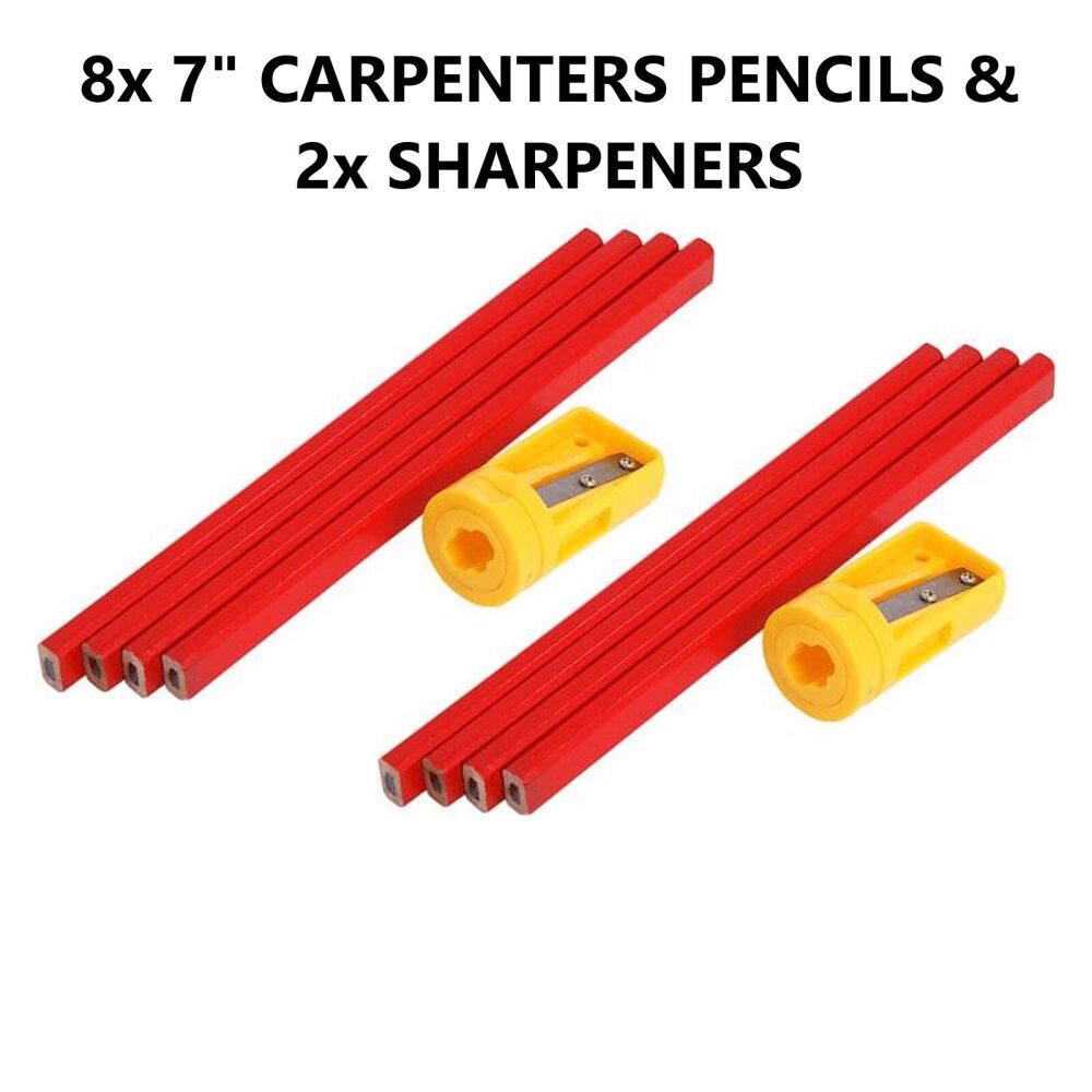 8 x CARPENTERS PENCILS & 2 x SHARPENERS (2867)
