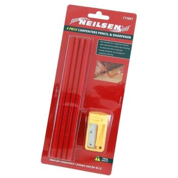 4 x CARPENTERS PENCILS & 1 SHARPENER (2867)