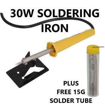 30W ELECTRIC SOLDERING IRON LONG REACH NEEDLE SOLDER TIP,STAND & 15G SOLDER TUBE (23870989)