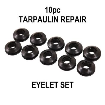 10pc TARPAULIN REPAIR SELF SEALING SNAP EYELET SET (S4673)