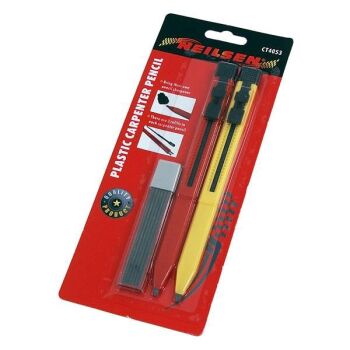PLASTIC REFILLABLE CARPENTERS PENCIL LEAD 12 REFILLS AND SHARPENER (4053)