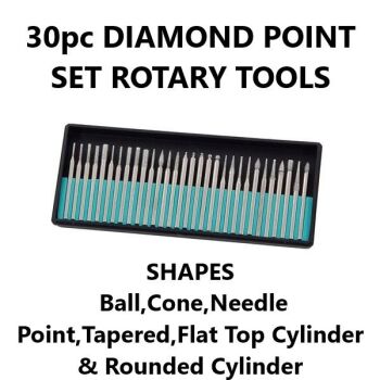 30pc DIAMOND POINT BURR ROTARY TOOL BIT SET (3132)