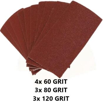 10pc HOOK & LOOP SANDING PAPER SHEETS 135mmx68mm (3662)