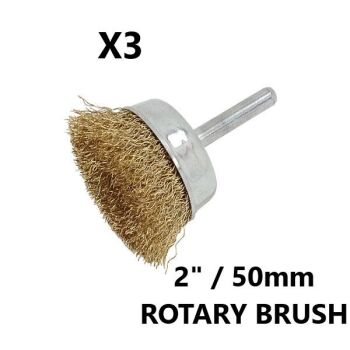 3 x ROTARY WIRE BRUSH DRILL BITS 2" / 50mm (1394)