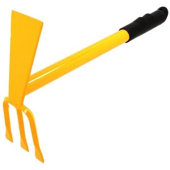 43cm GARDEN HOE & FORK YELLOW & BLACK HANDLE (4942)