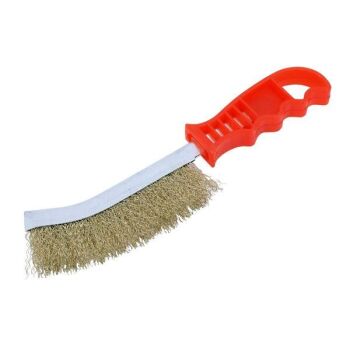 WIRE HAND BRUSH 10" PLASTIC HANDLE (0621)