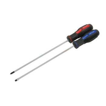 2pc TELECOM SCREWDRIVER - POZI & FLAT EXTRA LONG (1003)