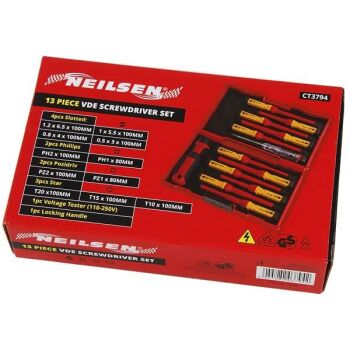 13pc VDE INSULATED SCREWDRIVER SET INC VOLTAGE TESTER (3794)